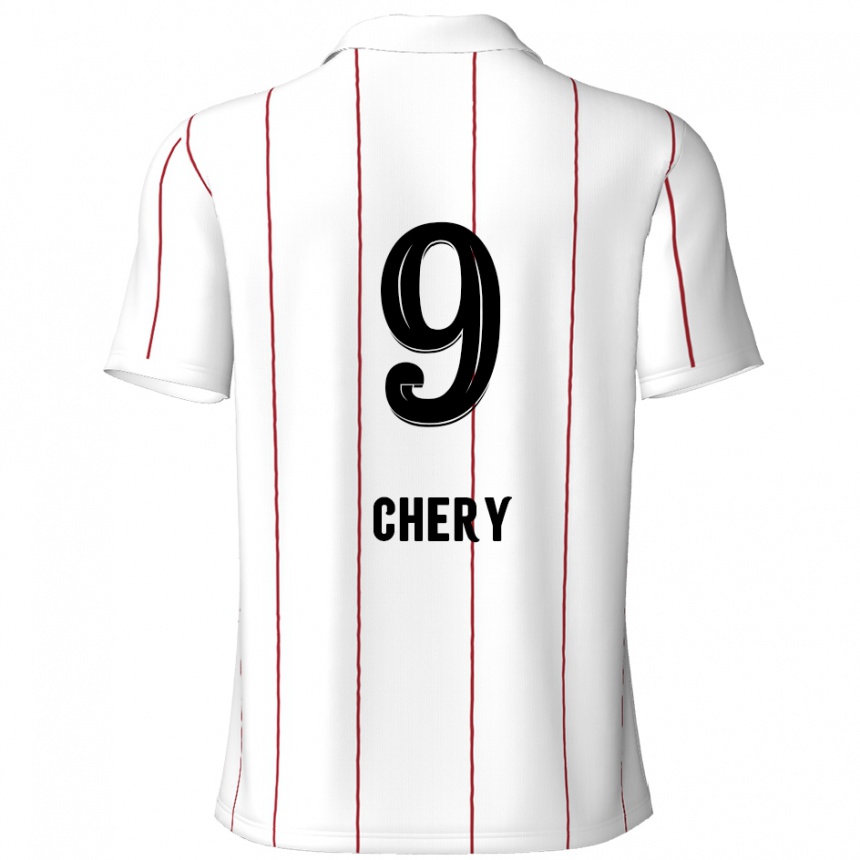 Kinder Fußball Tjaronn Chery #9 Weiß Schwarz Auswärtstrikot Trikot 2024/25 T-Shirt Luxemburg