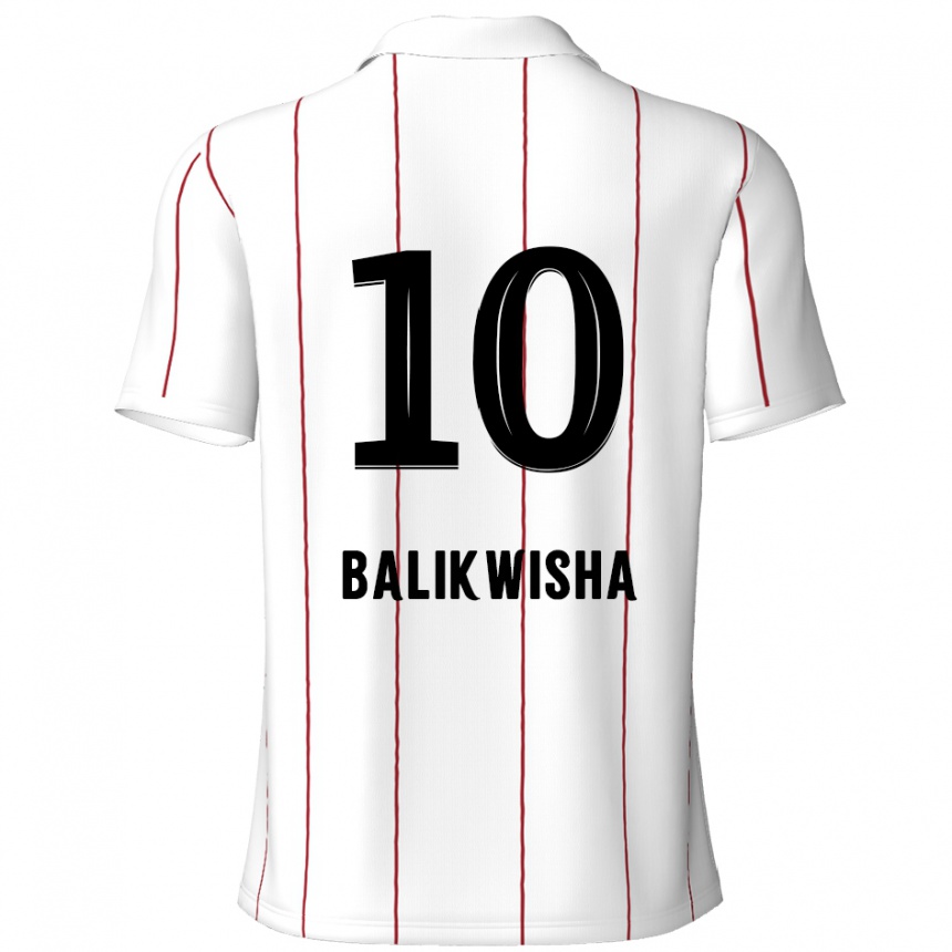 Kinder Fußball Michel-Ange Balikwisha #10 Weiß Schwarz Auswärtstrikot Trikot 2024/25 T-Shirt Luxemburg