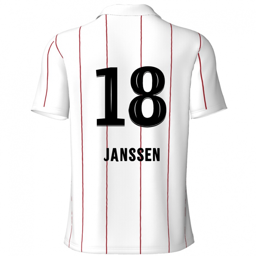 Kinder Fußball Vincent Janssen #18 Weiß Schwarz Auswärtstrikot Trikot 2024/25 T-Shirt Luxemburg