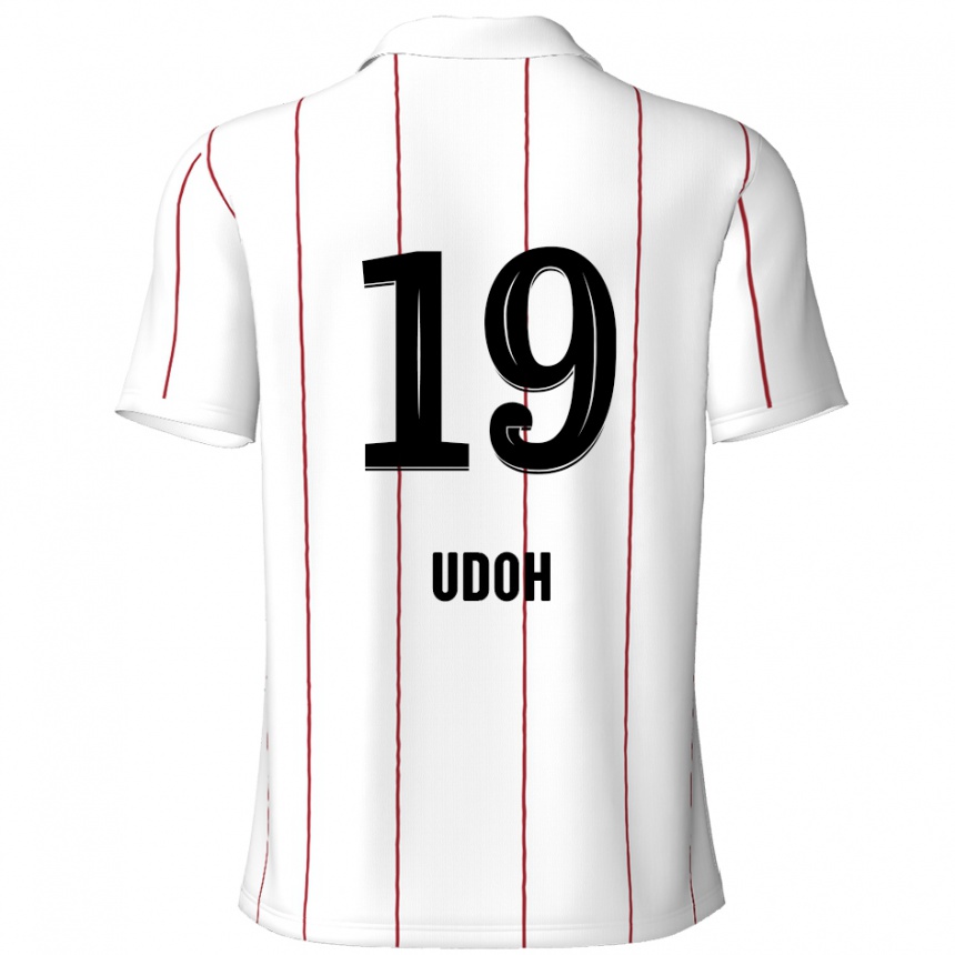 Kinder Fußball Victor Udoh #19 Weiß Schwarz Auswärtstrikot Trikot 2024/25 T-Shirt Luxemburg