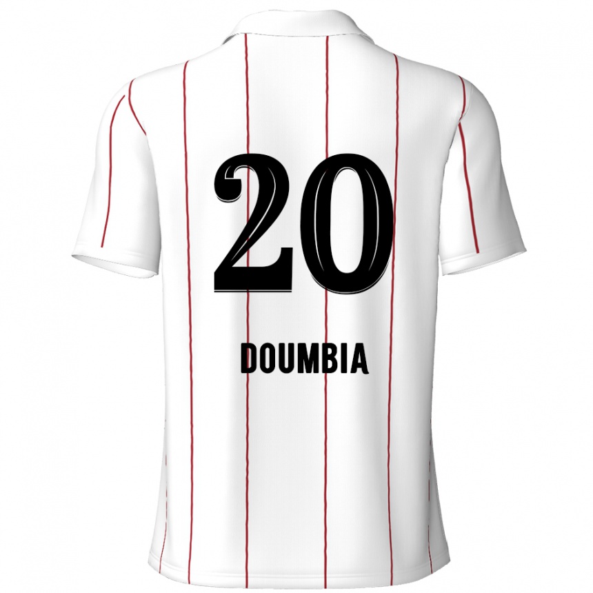 Kinder Fußball Mahamadou Doumbia #20 Weiß Schwarz Auswärtstrikot Trikot 2024/25 T-Shirt Luxemburg