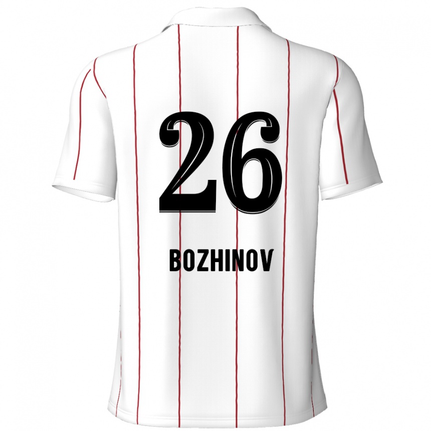 Kinder Fußball Rosen Bozhinov #26 Weiß Schwarz Auswärtstrikot Trikot 2024/25 T-Shirt Luxemburg