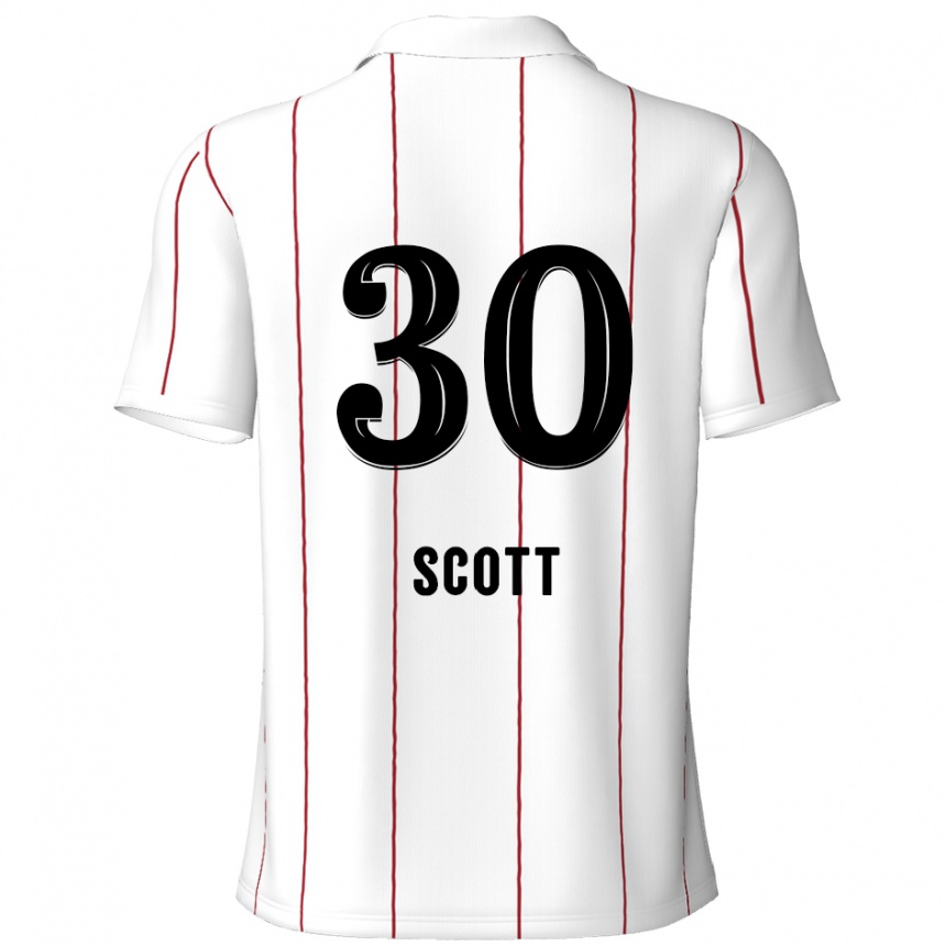 Kinder Fußball Christopher Scott #30 Weiß Schwarz Auswärtstrikot Trikot 2024/25 T-Shirt Luxemburg