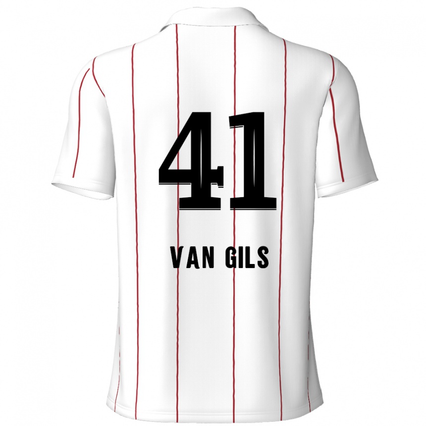 Kinder Fußball Mathis Van Gils #41 Weiß Schwarz Auswärtstrikot Trikot 2024/25 T-Shirt Luxemburg