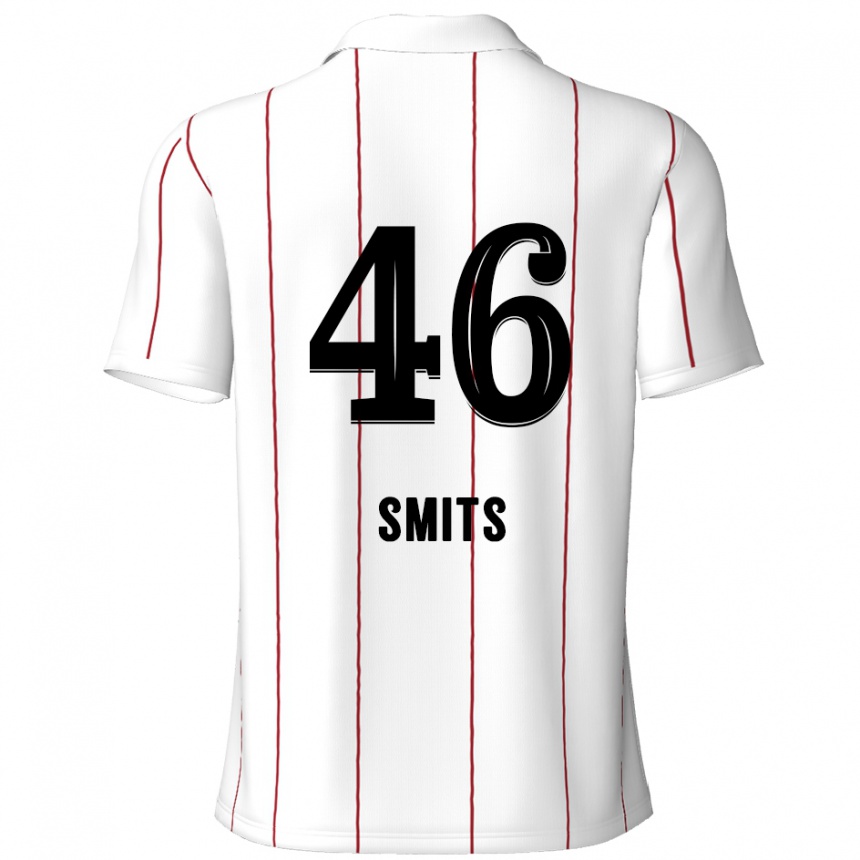 Kinder Fußball Milan Smits #46 Weiß Schwarz Auswärtstrikot Trikot 2024/25 T-Shirt Luxemburg