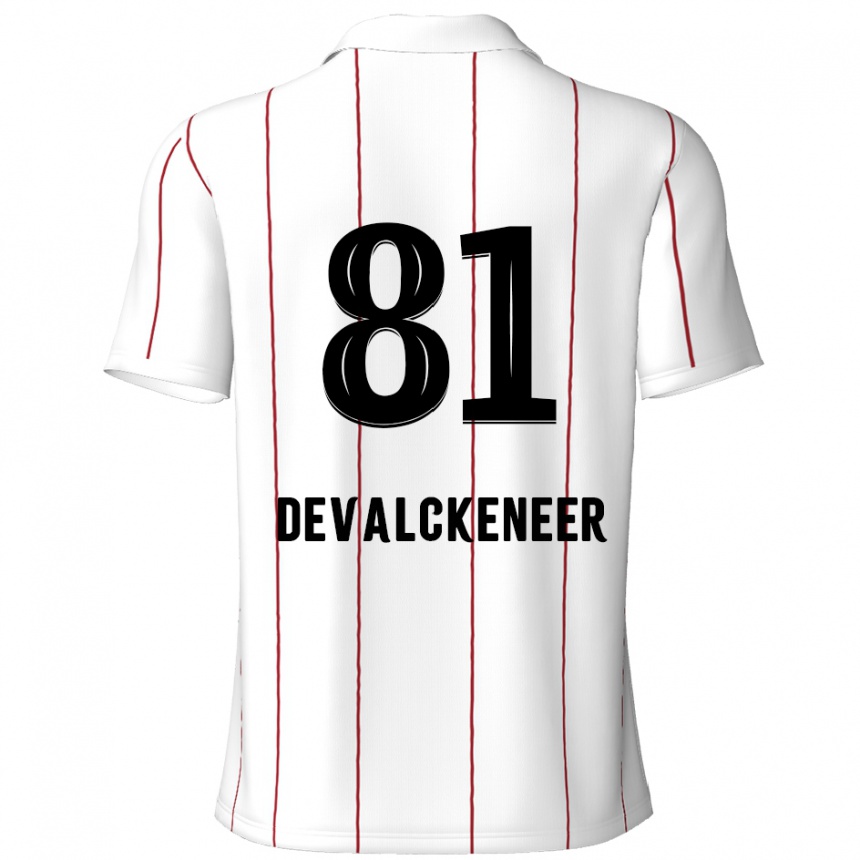 Kinder Fußball Niels Devalckeneer #81 Weiß Schwarz Auswärtstrikot Trikot 2024/25 T-Shirt Luxemburg