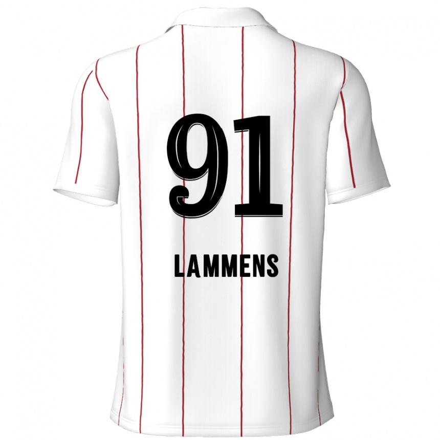 Kinder Fußball Senne Lammens #91 Weiß Schwarz Auswärtstrikot Trikot 2024/25 T-Shirt Luxemburg