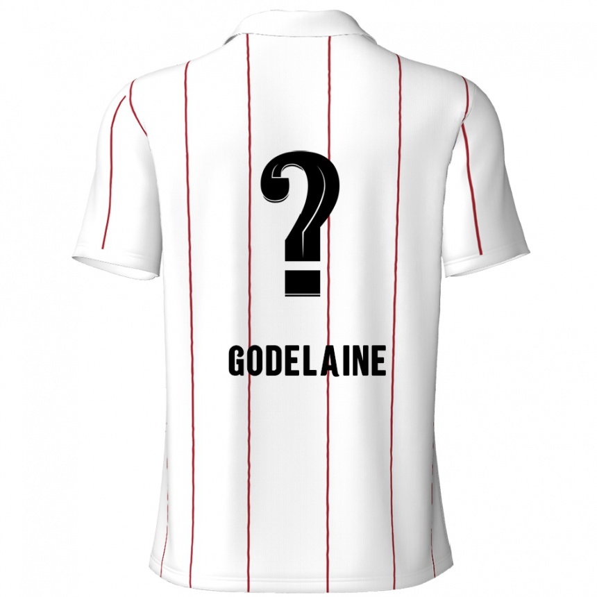 Kinder Fußball Jeff Godelaine #0 Weiß Schwarz Auswärtstrikot Trikot 2024/25 T-Shirt Luxemburg