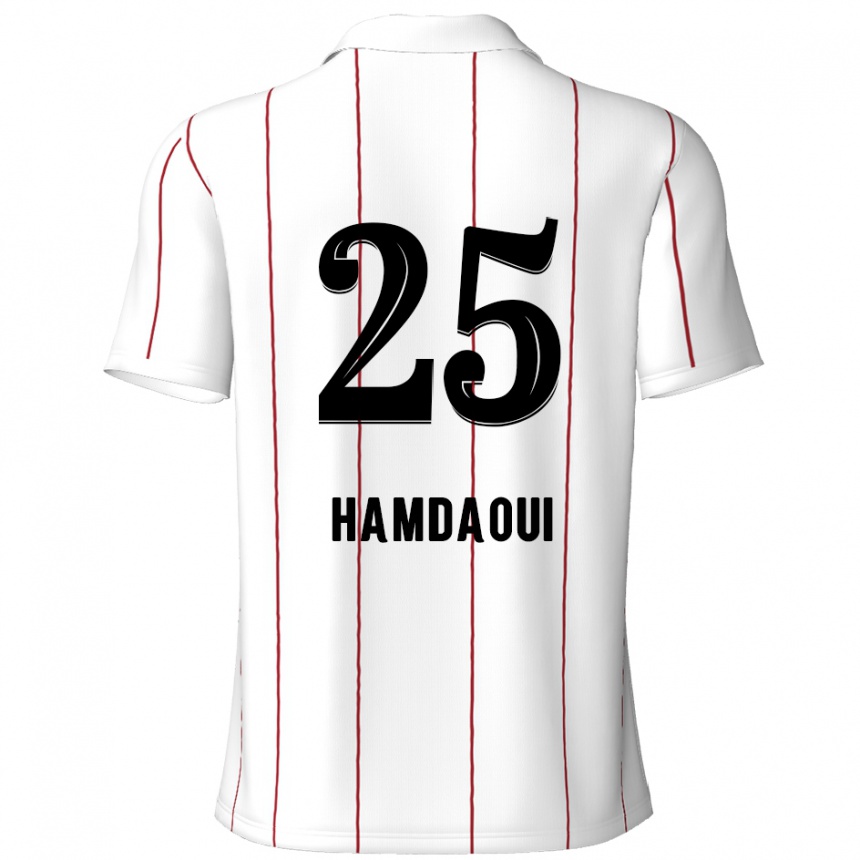 Kinder Fußball Youssef Hamdaoui #25 Weiß Schwarz Auswärtstrikot Trikot 2024/25 T-Shirt Luxemburg