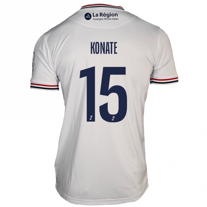 Kinder Fußball Cheick Oumar Konaté #15 Weiß Auswärtstrikot Trikot 2024/25 T-Shirt Luxemburg