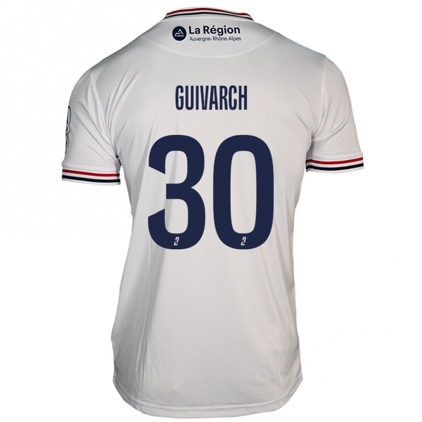 Kinder Fußball Théo Guivarch #30 Weiß Auswärtstrikot Trikot 2024/25 T-Shirt Luxemburg