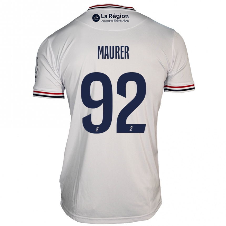 Kinder Fußball Aïman Maurer #92 Weiß Auswärtstrikot Trikot 2024/25 T-Shirt Luxemburg