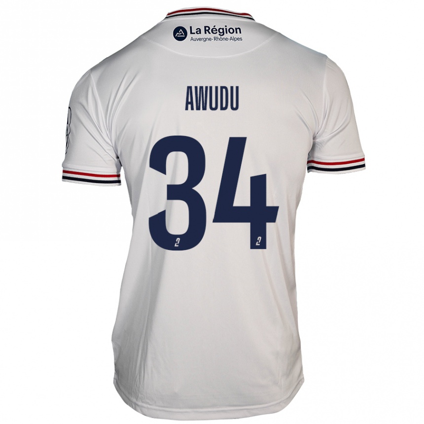 Kinder Fußball Sumaila Awudu #34 Weiß Auswärtstrikot Trikot 2024/25 T-Shirt Luxemburg