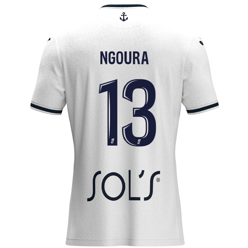 Kinder Fußball Steve Ngoura #13 Weiß Dunkelblau Auswärtstrikot Trikot 2024/25 T-Shirt Luxemburg