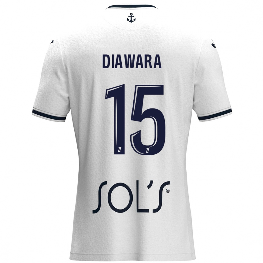 Kinder Fußball Kandet Diawara #15 Weiß Dunkelblau Auswärtstrikot Trikot 2024/25 T-Shirt Luxemburg