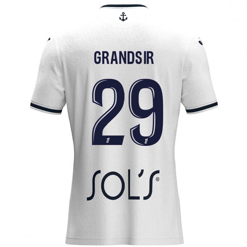 Kinder Fußball Samuel Grandsir #29 Weiß Dunkelblau Auswärtstrikot Trikot 2024/25 T-Shirt Luxemburg