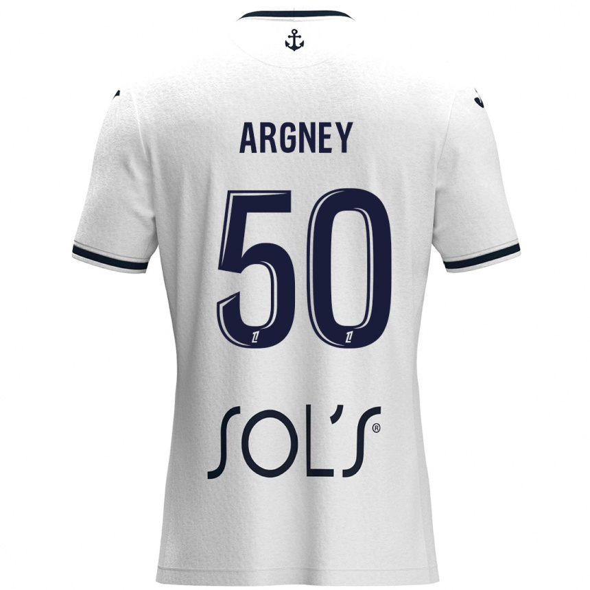 Kinder Fußball Paul Argney #50 Weiß Dunkelblau Auswärtstrikot Trikot 2024/25 T-Shirt Luxemburg