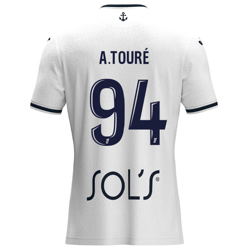 Kinder Fußball Abdoulaye Touré #94 Weiß Dunkelblau Auswärtstrikot Trikot 2024/25 T-Shirt Luxemburg