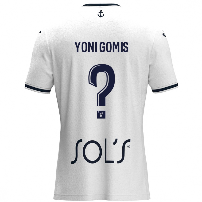 Kinder Fußball Yoni Gomis #0 Weiß Dunkelblau Auswärtstrikot Trikot 2024/25 T-Shirt Luxemburg