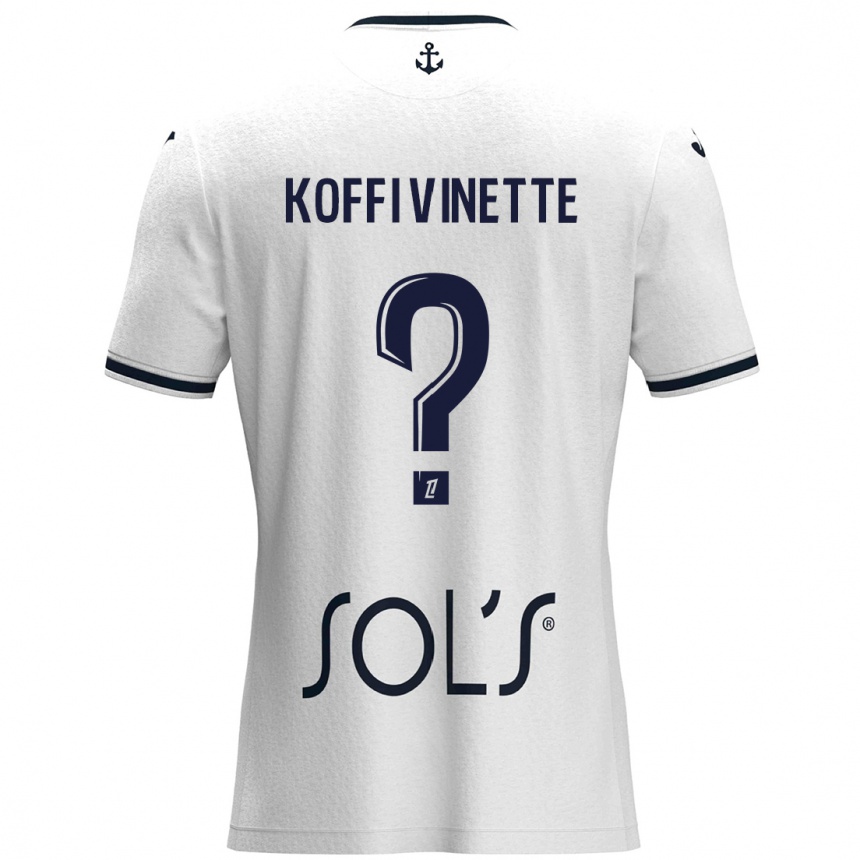 Kinder Fußball Enzo Koffi Vinette #0 Weiß Dunkelblau Auswärtstrikot Trikot 2024/25 T-Shirt Luxemburg