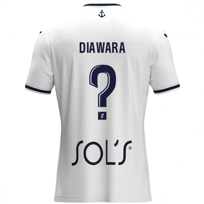 Kinder Fußball Djimin Diawara #0 Weiß Dunkelblau Auswärtstrikot Trikot 2024/25 T-Shirt Luxemburg