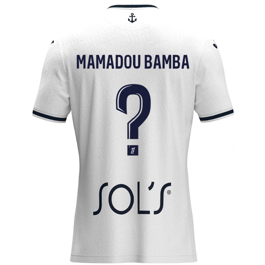 Kinder Fußball Ben Mamadou Bamba #0 Weiß Dunkelblau Auswärtstrikot Trikot 2024/25 T-Shirt Luxemburg