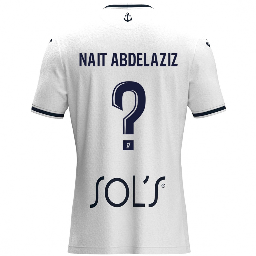 Kinder Fußball Elias Naït Abdelaziz #0 Weiß Dunkelblau Auswärtstrikot Trikot 2024/25 T-Shirt Luxemburg