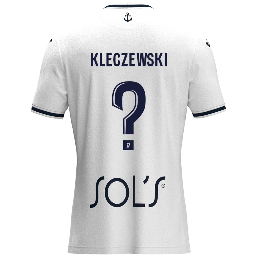 Kinder Fußball Louise Kleczewski #0 Weiß Dunkelblau Auswärtstrikot Trikot 2024/25 T-Shirt Luxemburg