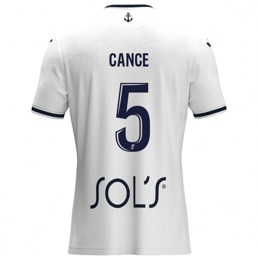 Kinder Fußball Laurie Cance #5 Weiß Dunkelblau Auswärtstrikot Trikot 2024/25 T-Shirt Luxemburg