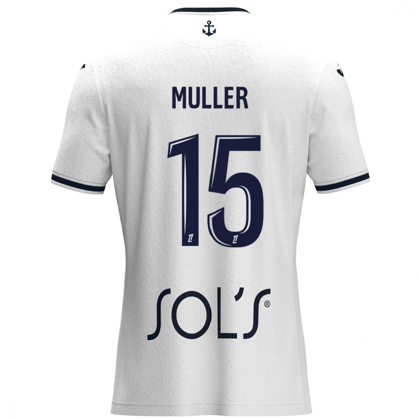 Kinder Fußball Laura Muller #15 Weiß Dunkelblau Auswärtstrikot Trikot 2024/25 T-Shirt Luxemburg