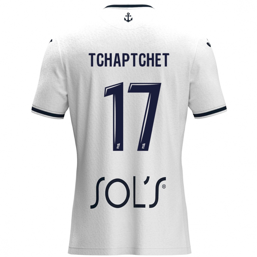 Kinder Fußball Chanel Tchaptchet #17 Weiß Dunkelblau Auswärtstrikot Trikot 2024/25 T-Shirt Luxemburg