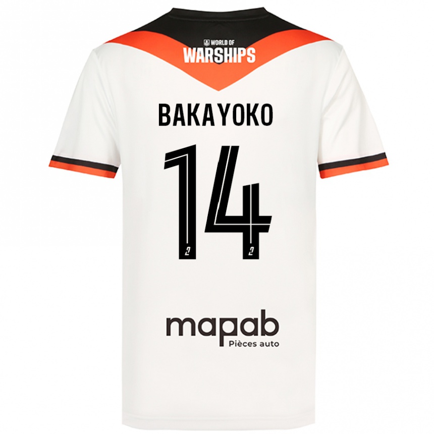 Kinder Fußball Tiemoué Bakayoko #14 Weiß Auswärtstrikot Trikot 2024/25 T-Shirt Luxemburg