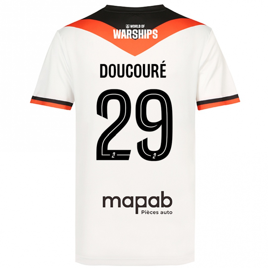 Kinder Fußball Siriné Doucouré #29 Weiß Auswärtstrikot Trikot 2024/25 T-Shirt Luxemburg