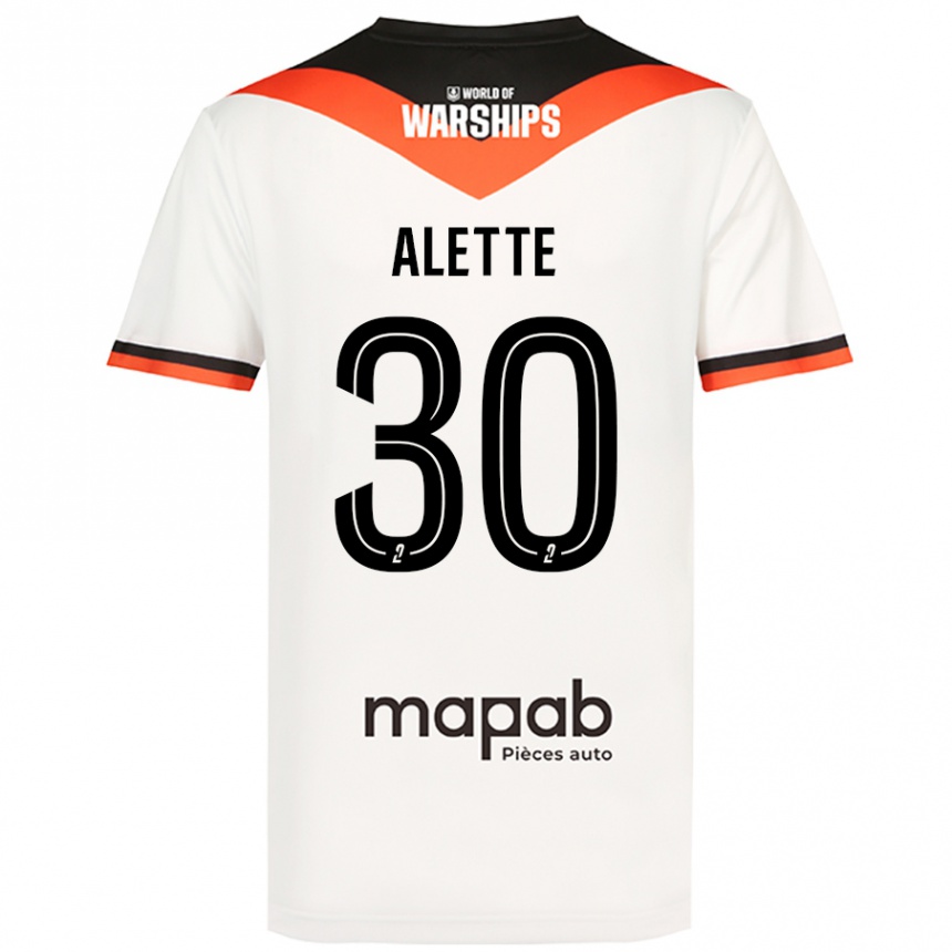 Kinder Fußball Gaël Alette #30 Weiß Auswärtstrikot Trikot 2024/25 T-Shirt Luxemburg