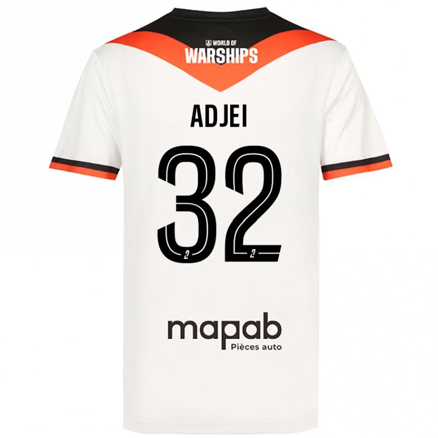 Kinder Fußball Nathaniel Adjei #32 Weiß Auswärtstrikot Trikot 2024/25 T-Shirt Luxemburg