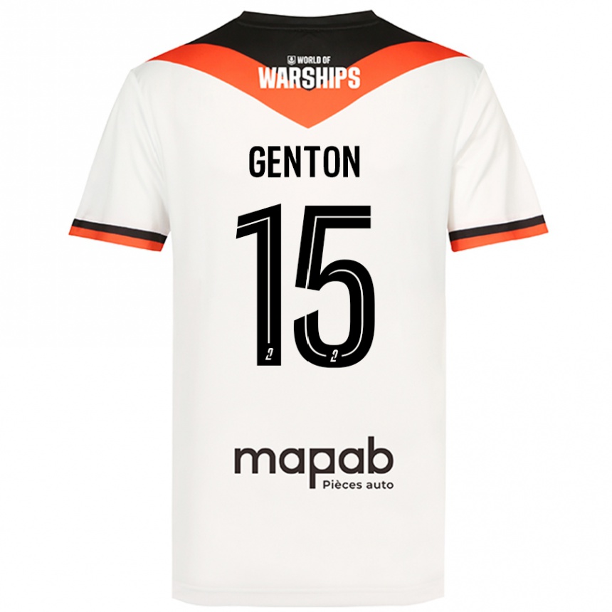 Kinder Fußball Enzo Genton #15 Weiß Auswärtstrikot Trikot 2024/25 T-Shirt Luxemburg