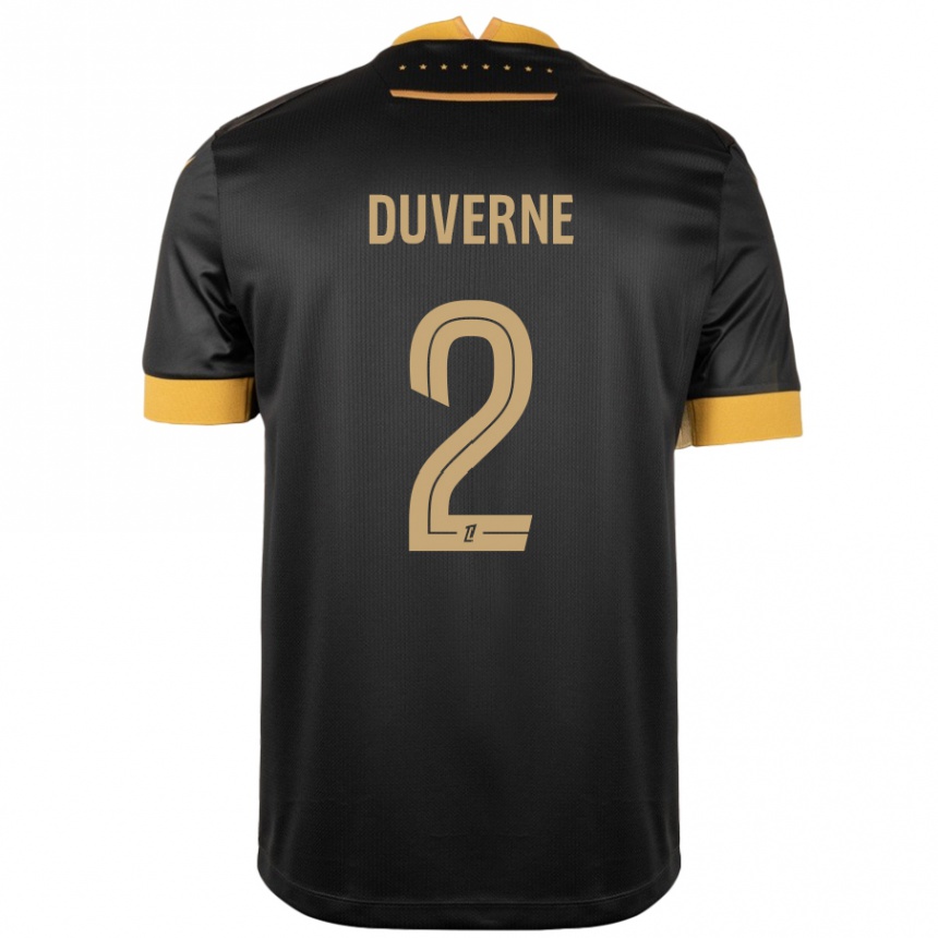 Kinder Fußball Jean-Kévin Duverne #2 Schwarz Braun Auswärtstrikot Trikot 2024/25 T-Shirt Luxemburg