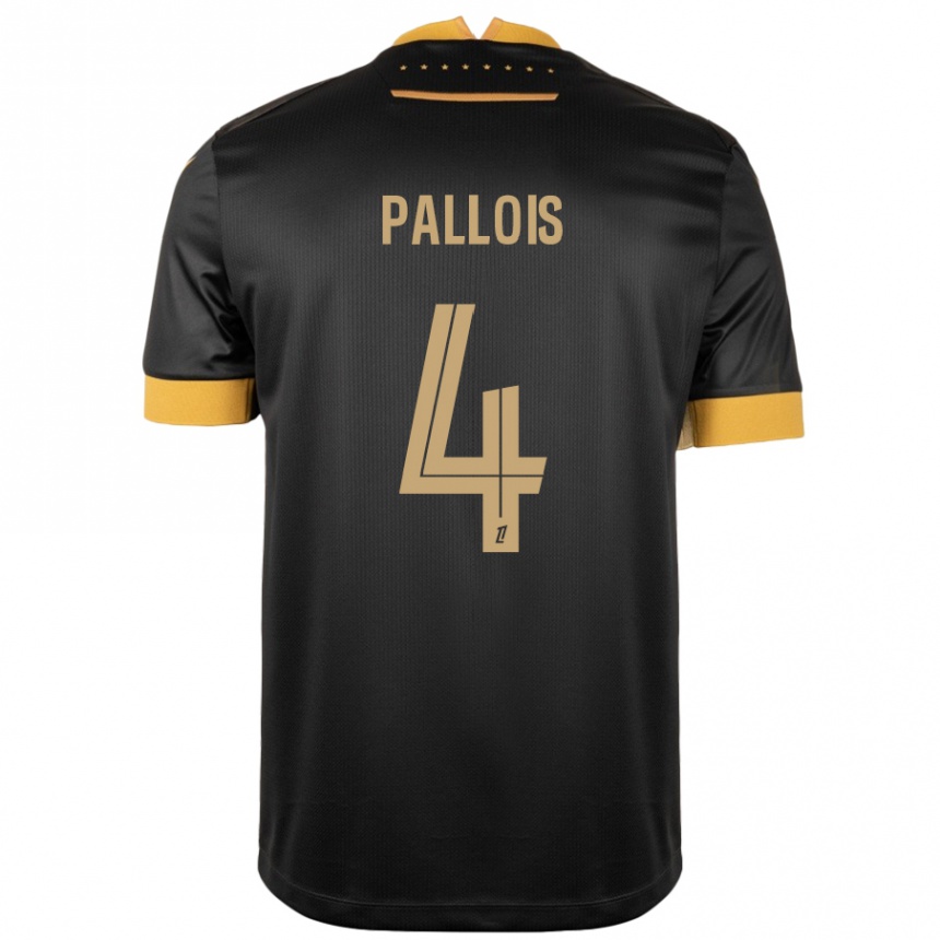 Kinder Fußball Nicolas Pallois #4 Schwarz Braun Auswärtstrikot Trikot 2024/25 T-Shirt Luxemburg