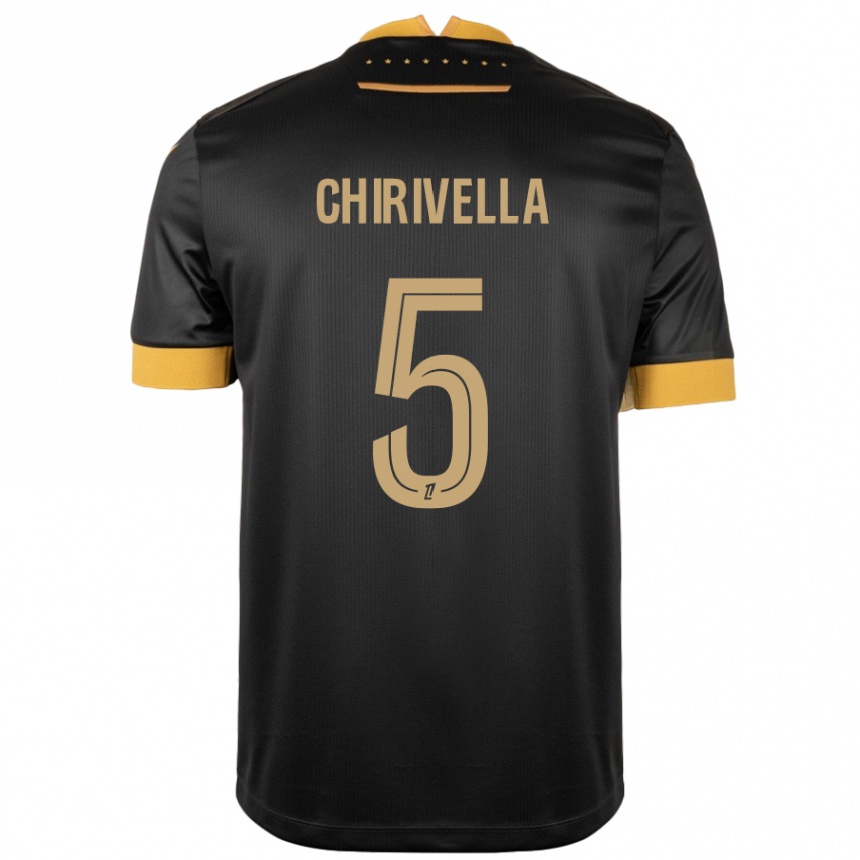 Kinder Fußball Pedro Chirivella #5 Schwarz Braun Auswärtstrikot Trikot 2024/25 T-Shirt Luxemburg