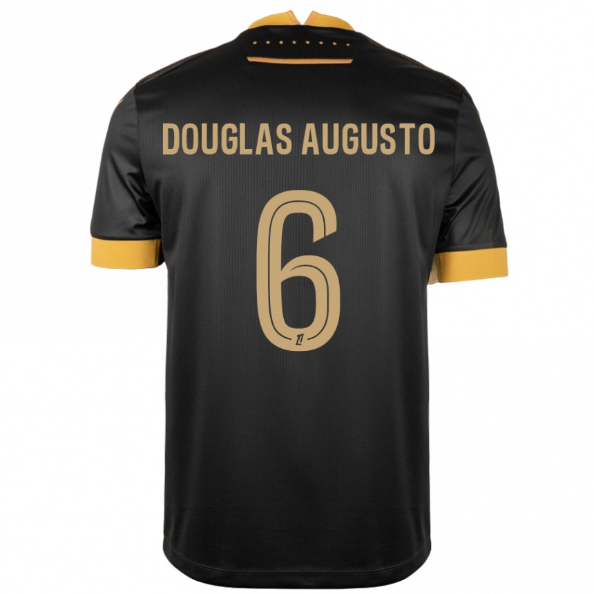 Kinder Fußball Douglas Augusto #6 Schwarz Braun Auswärtstrikot Trikot 2024/25 T-Shirt Luxemburg