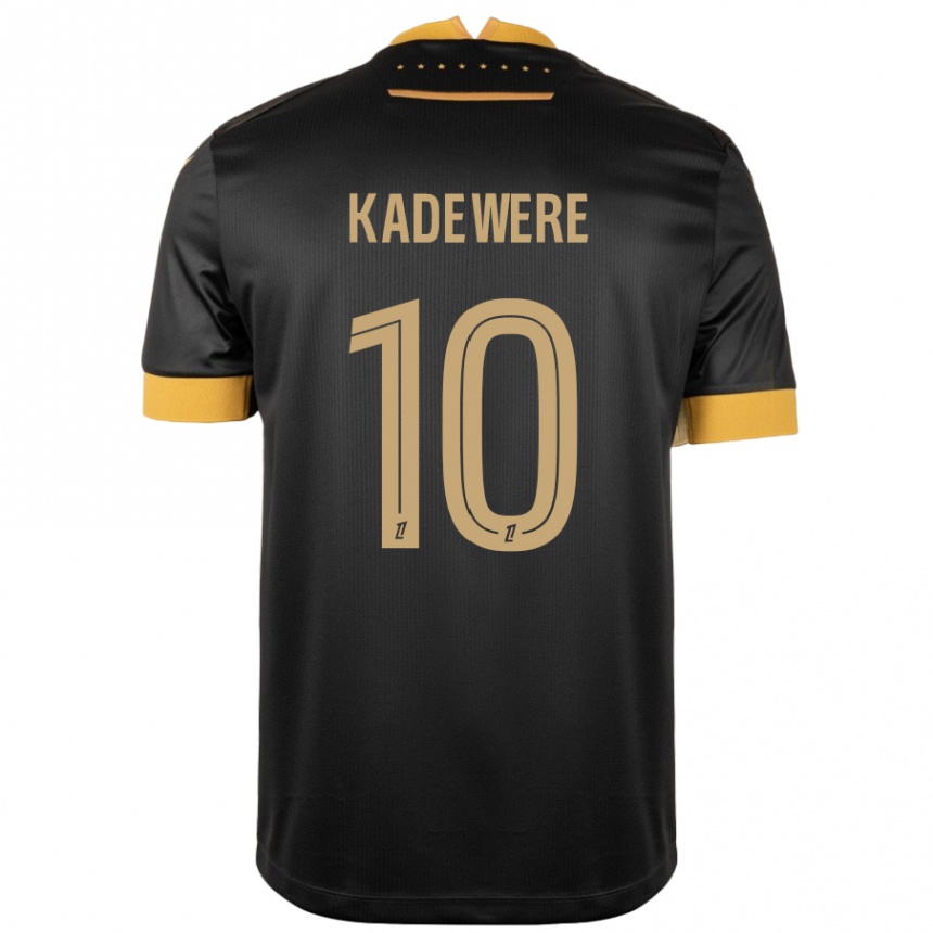 Kinder Fußball Tino Kadewere #10 Schwarz Braun Auswärtstrikot Trikot 2024/25 T-Shirt Luxemburg