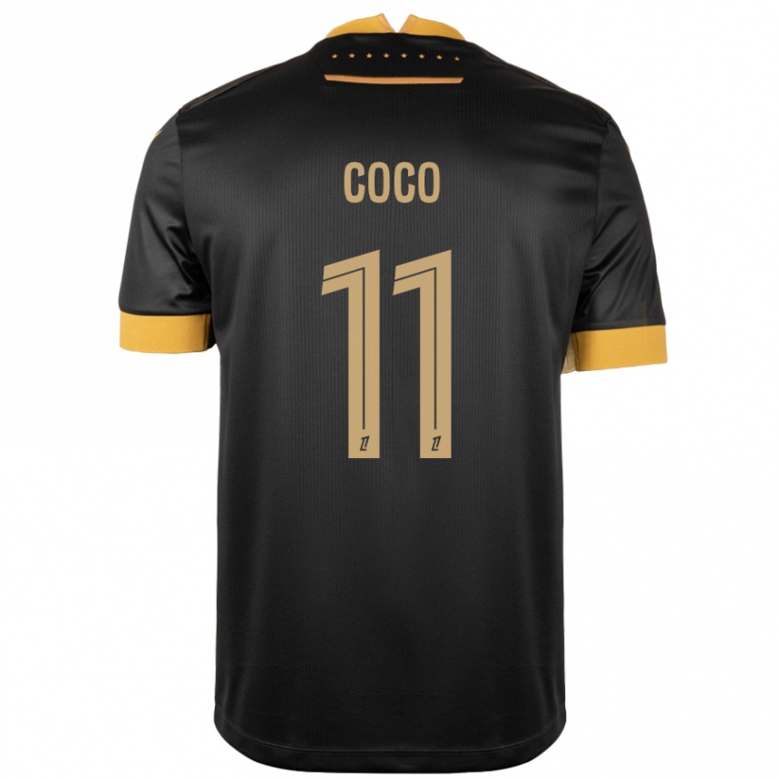 Kinder Fußball Marcus Coco #11 Schwarz Braun Auswärtstrikot Trikot 2024/25 T-Shirt Luxemburg