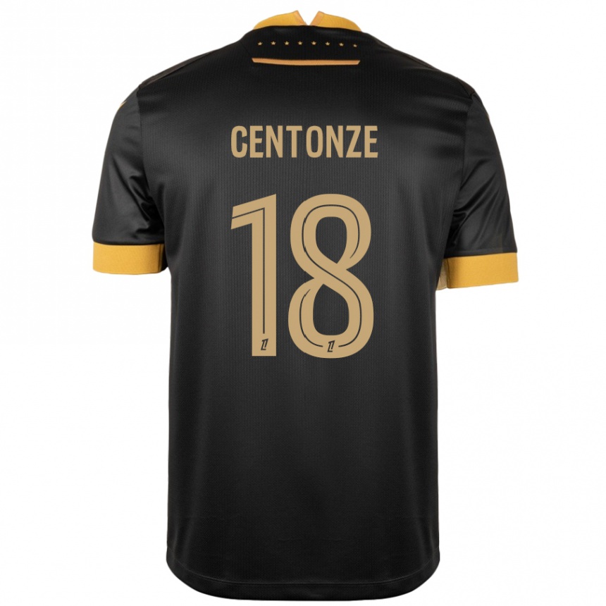 Kinder Fußball Fabien Centonze #18 Schwarz Braun Auswärtstrikot Trikot 2024/25 T-Shirt Luxemburg