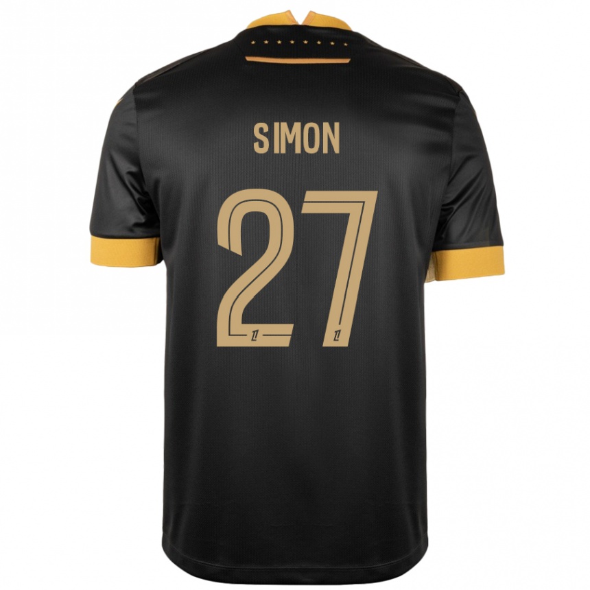 Kinder Fußball Moses Simon #27 Schwarz Braun Auswärtstrikot Trikot 2024/25 T-Shirt Luxemburg