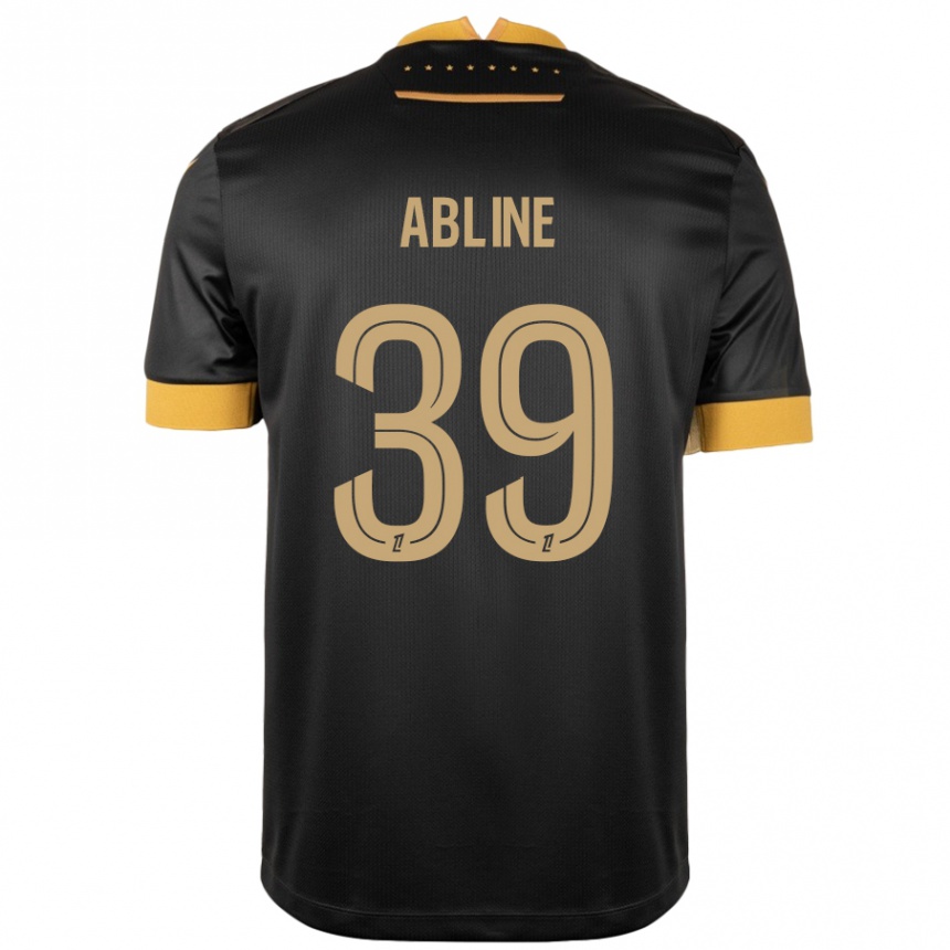 Kinder Fußball Matthis Abline #39 Schwarz Braun Auswärtstrikot Trikot 2024/25 T-Shirt Luxemburg