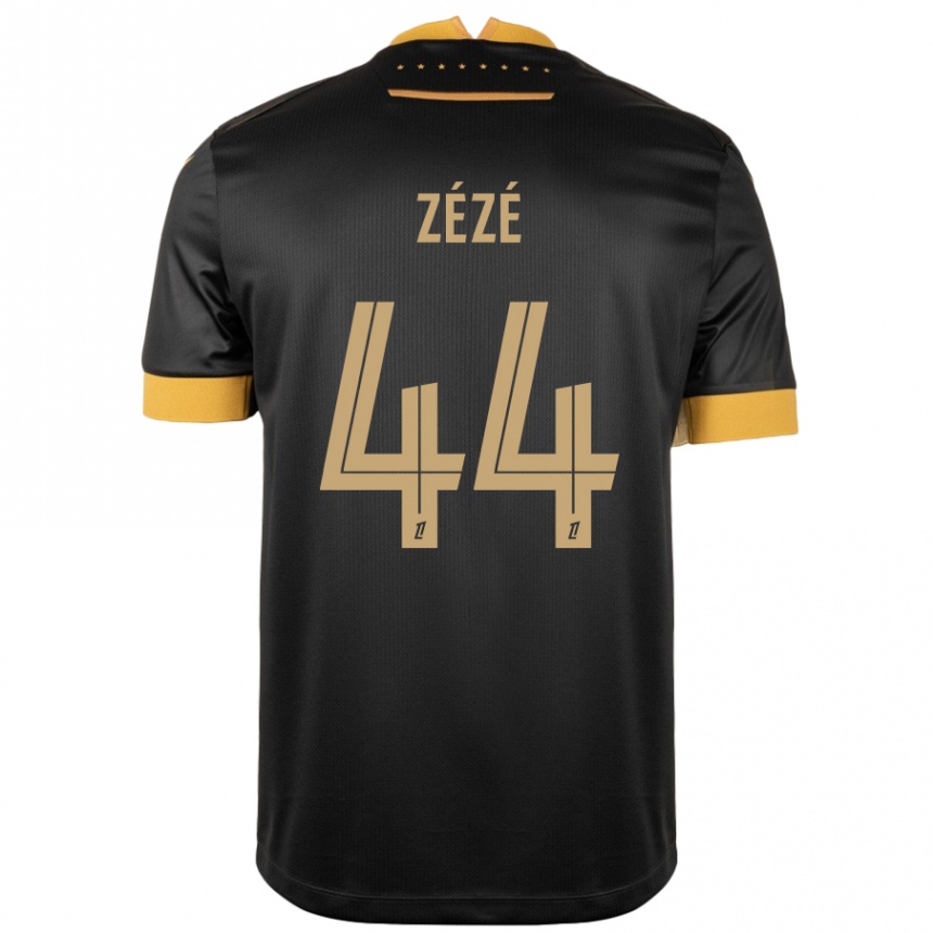 Kinder Fußball Nathan Zézé #44 Schwarz Braun Auswärtstrikot Trikot 2024/25 T-Shirt Luxemburg