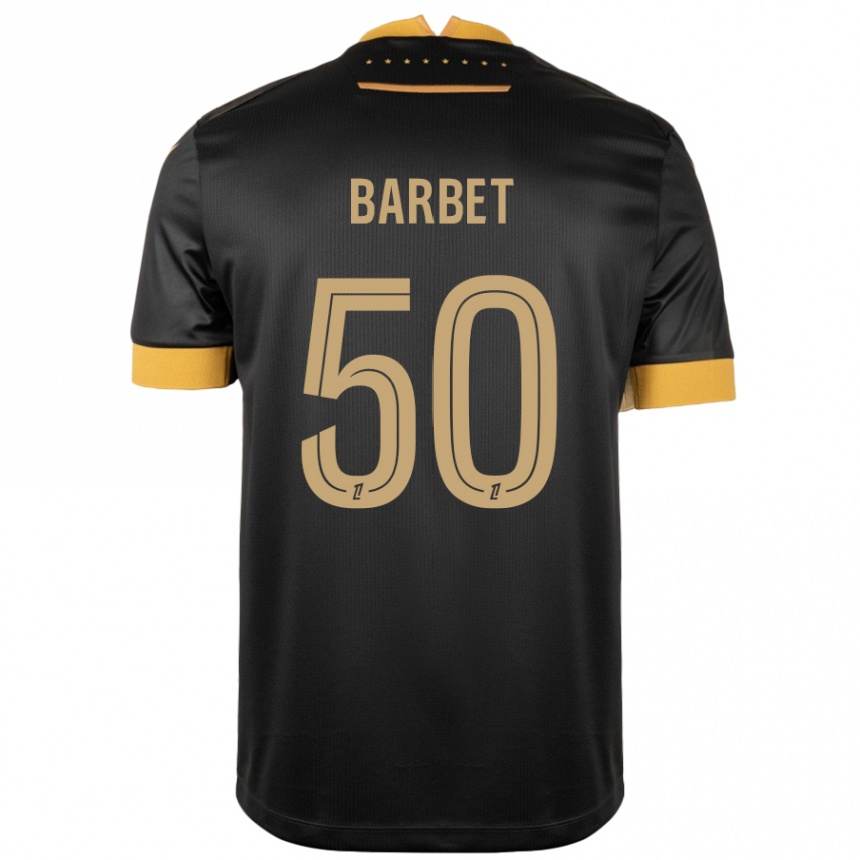 Kinder Fußball Hugo Barbet #50 Schwarz Braun Auswärtstrikot Trikot 2024/25 T-Shirt Luxemburg