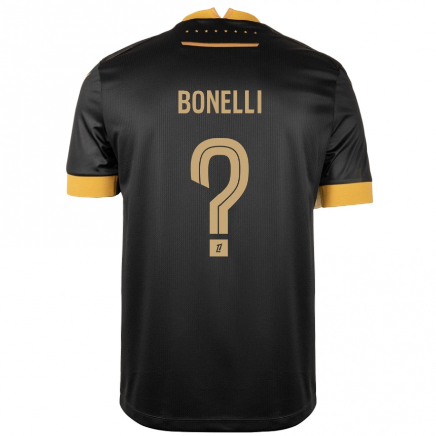 Kinder Fußball Lucas Bonelli #0 Schwarz Braun Auswärtstrikot Trikot 2024/25 T-Shirt Luxemburg