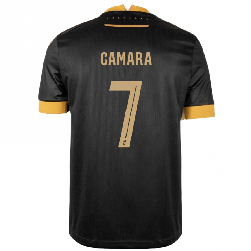 Kinder Fußball Mohamed Camara #7 Schwarz Braun Auswärtstrikot Trikot 2024/25 T-Shirt Luxemburg