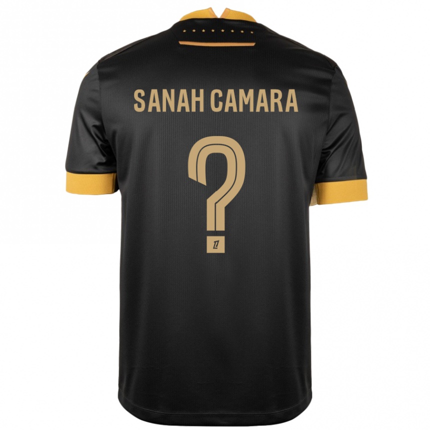 Kinder Fußball Sanah Camara #0 Schwarz Braun Auswärtstrikot Trikot 2024/25 T-Shirt Luxemburg